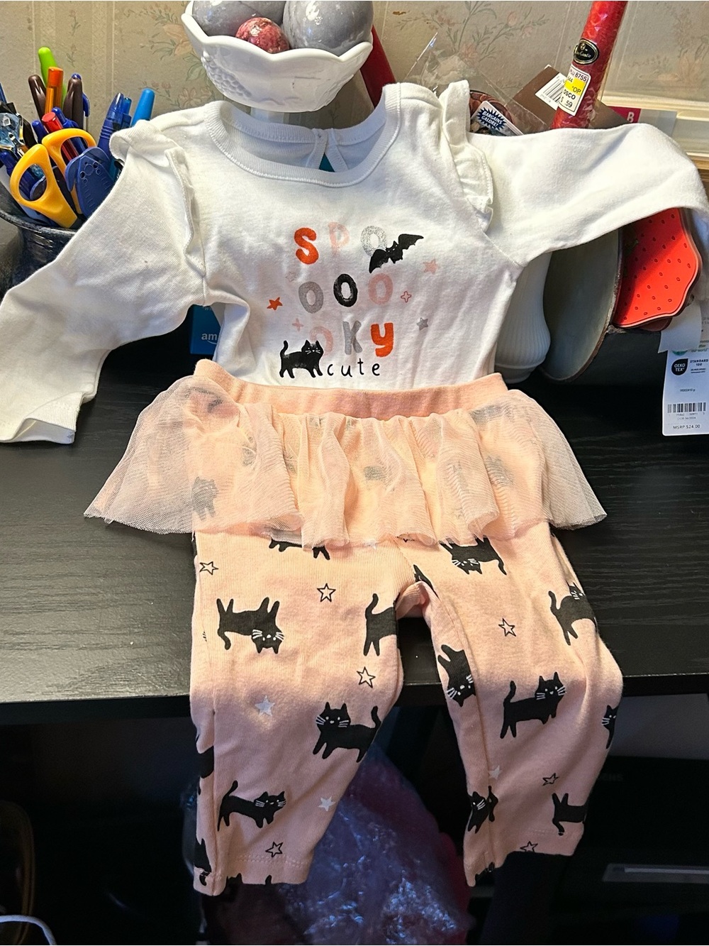 Carter's White and Pink 'Spooky Cute' Tutu Matching Set